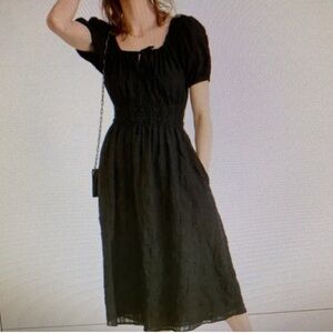 Madewell Sophia Midi Dress In Seersucker Check In Black Size 3x